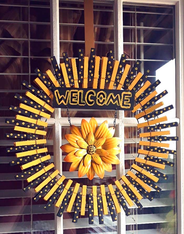 Welcome Home Clothespin Wreath #diy #clothespin #wreath #crafts #decorhomeideas