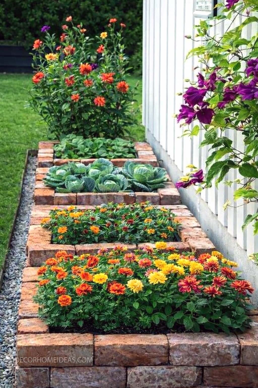 Brick Raised Garden Bed Ideas for Flowers and Vegetables