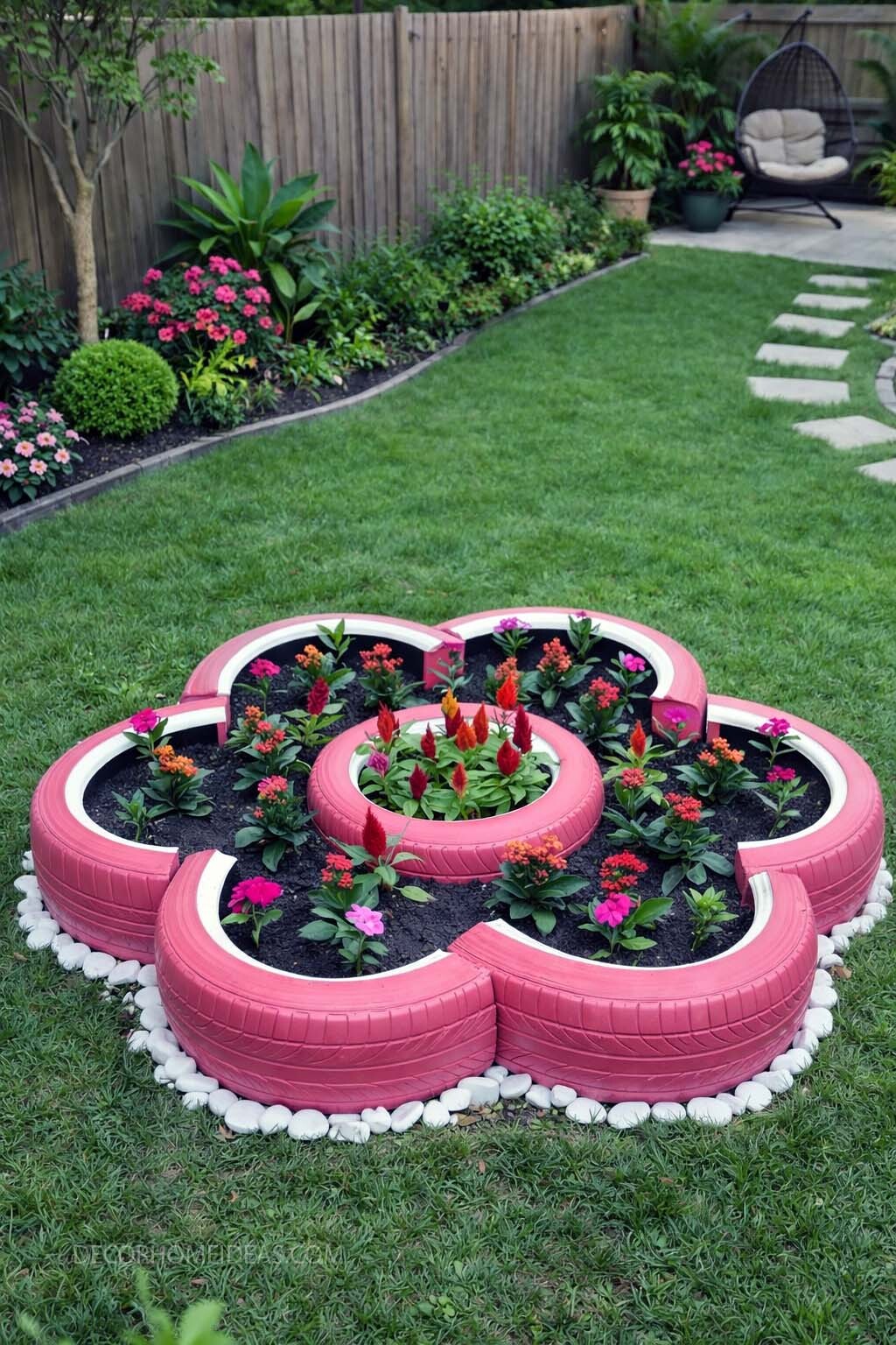 Creative DIY Tire Flower Bed Ideas for a Small Backyard