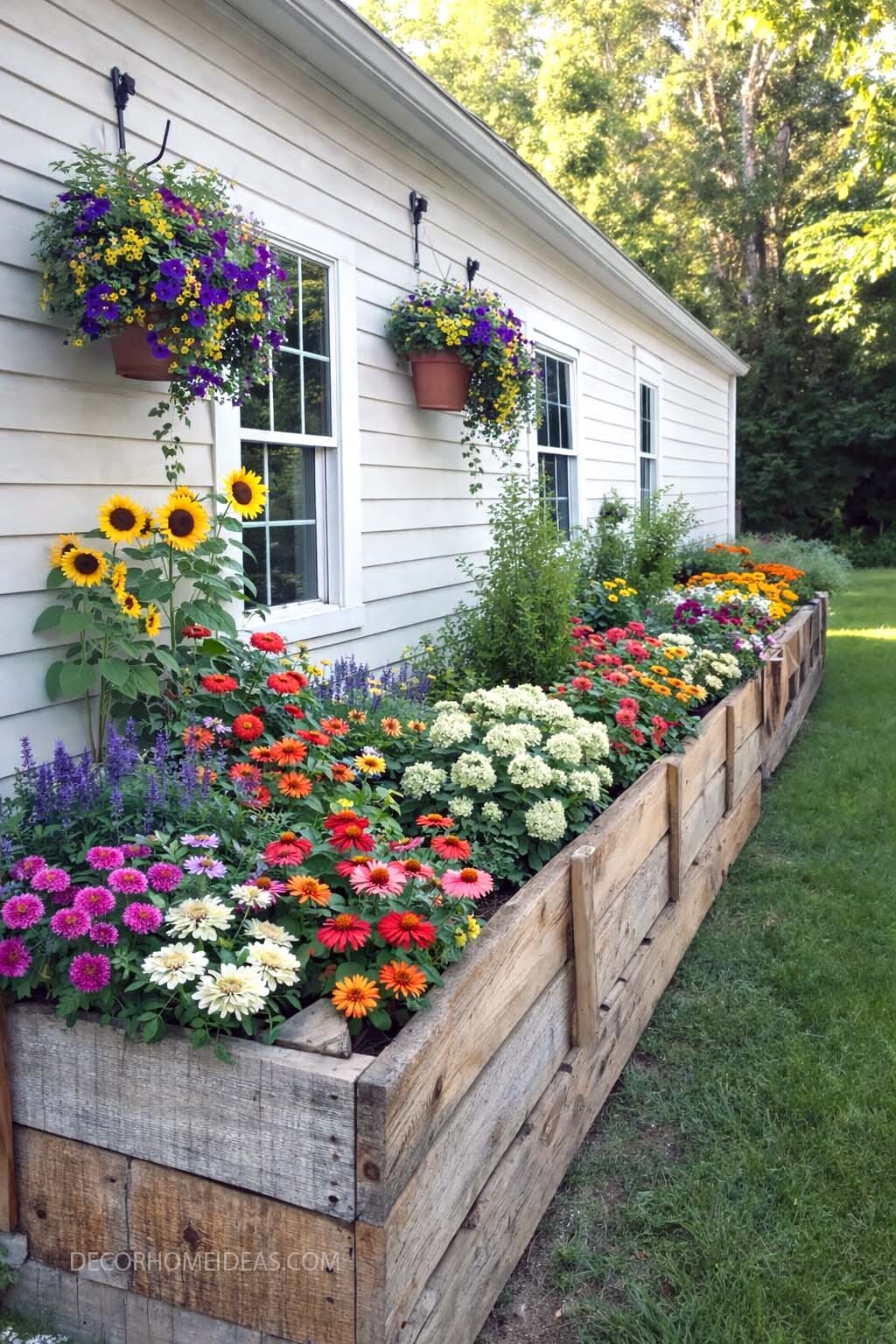 Long Raised Flower Bed Ideas Along the House