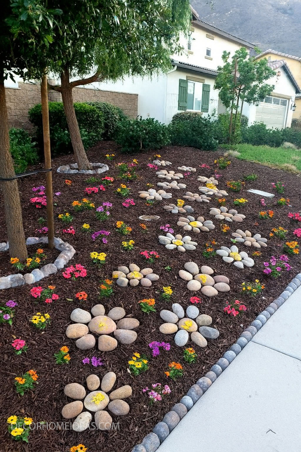 Whimsical Rock Flower Garden Idea