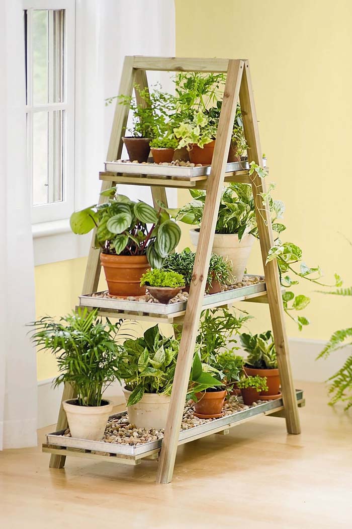 A-Frame Shelf Herb Garden #diy #herbgarden #herbs #garden #ideas #decorhomeideas