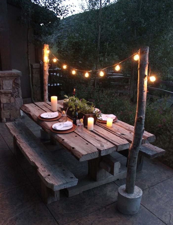 Backyard Picnic Table Dining Area #diy #backyard #garden #projects #decorhomeideas