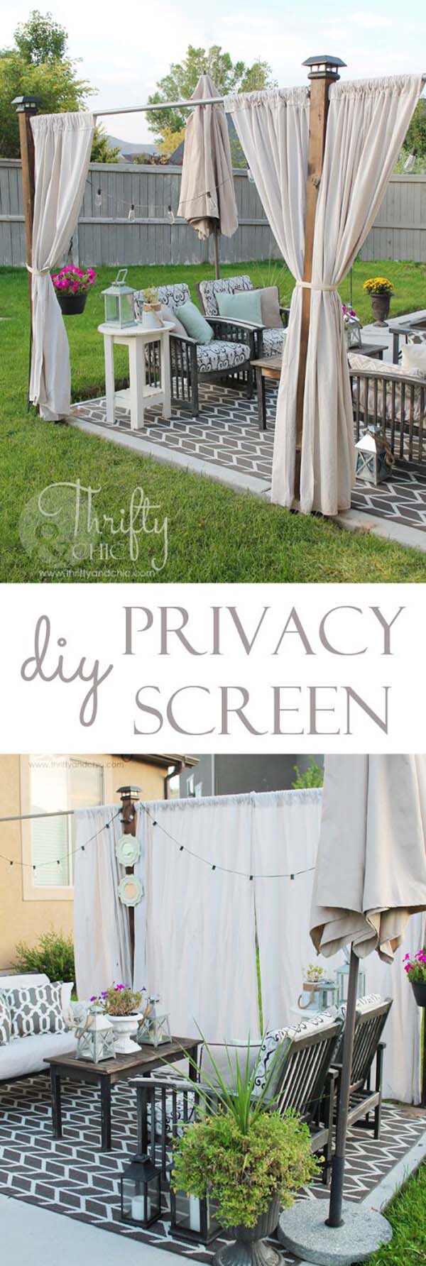Backyard Shade and Privacy Curtains #diy #sunshade #patio #backyard #pergola #decorhomeideas