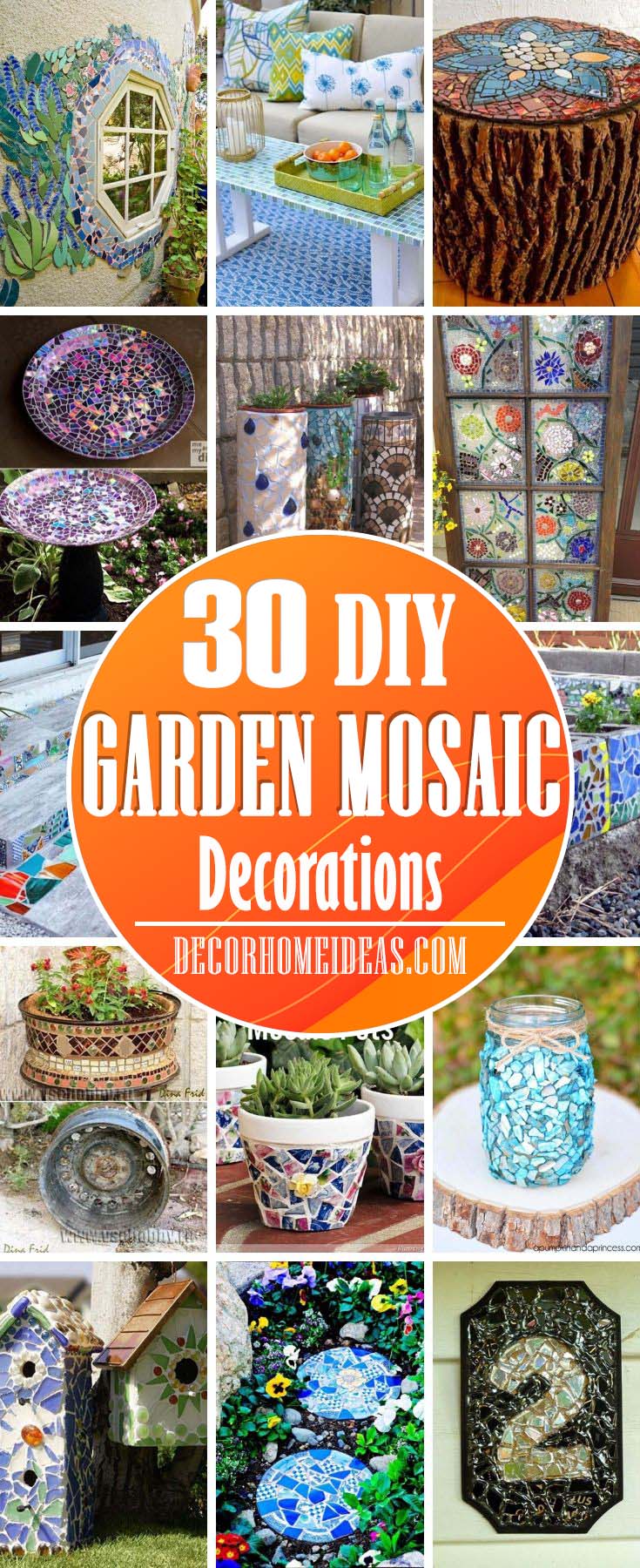 Best DIY Garden Mosaic Decoration Ideas. Mosaics are a unique way to bring color and style to your garden or backyard. You can DIY these mosaic ideas and brighten up your outdoor space. #diy #garden #mosaic #decorations #decorhomeideas