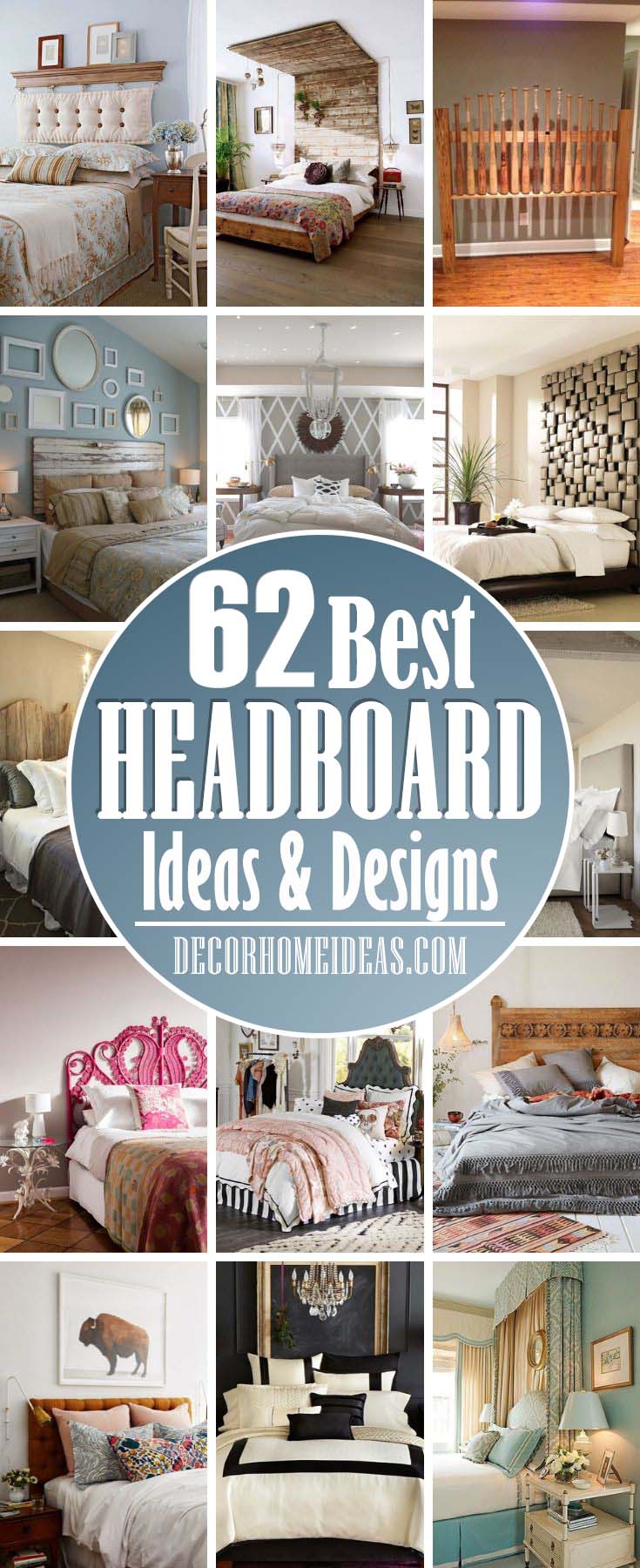 Best Headboard Ideas. Selection of the most amazing and creative headboard ideas and designs. Wooden, iron, satin, repurposed, tufted, leather and much more. #headboard #bedroom #decor #decorhomeideas