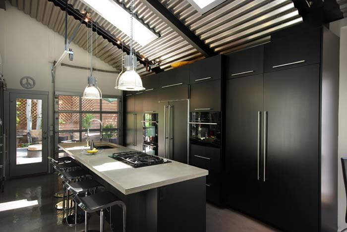 Storage Solution With Built In Steel Cabinets #kitchen #cabinets #metal #steel #decorhomeideas