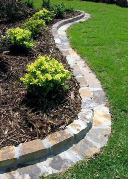 Cement Stone Edging Exterior Ideas For Garden Bed