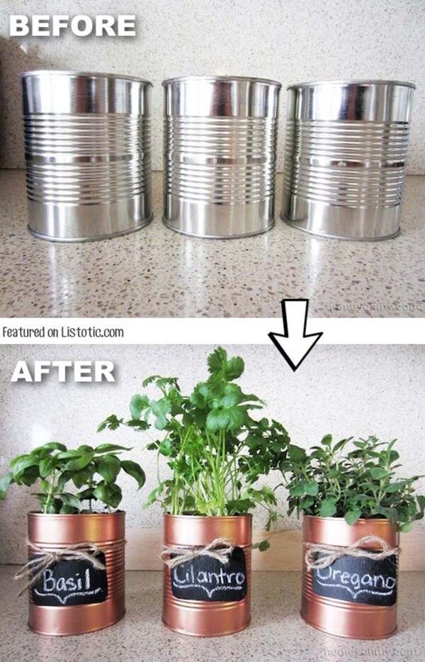 Coffee Tin Makeover Herb Garden #diy #herbgarden #herbs #garden #ideas #decorhomeideas