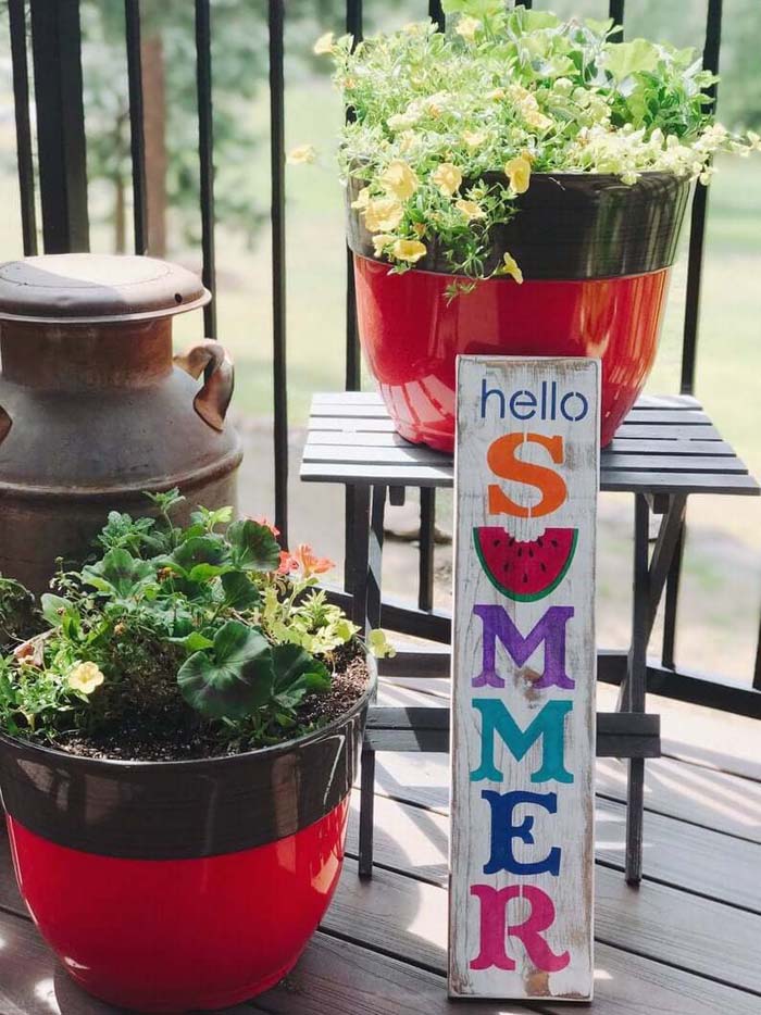 Colorful Hello Summer Wooden Sign #diy #rustic #summer #decorations #decorhomeideas