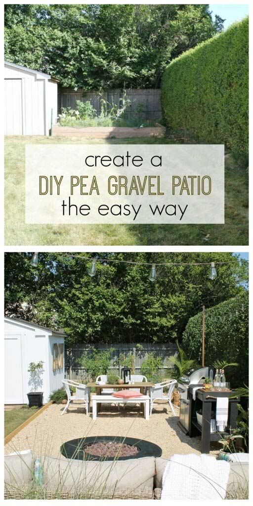 Corner Jardin Pea Gravel Patio #diy #project #backyard #garden #decorhomeideas