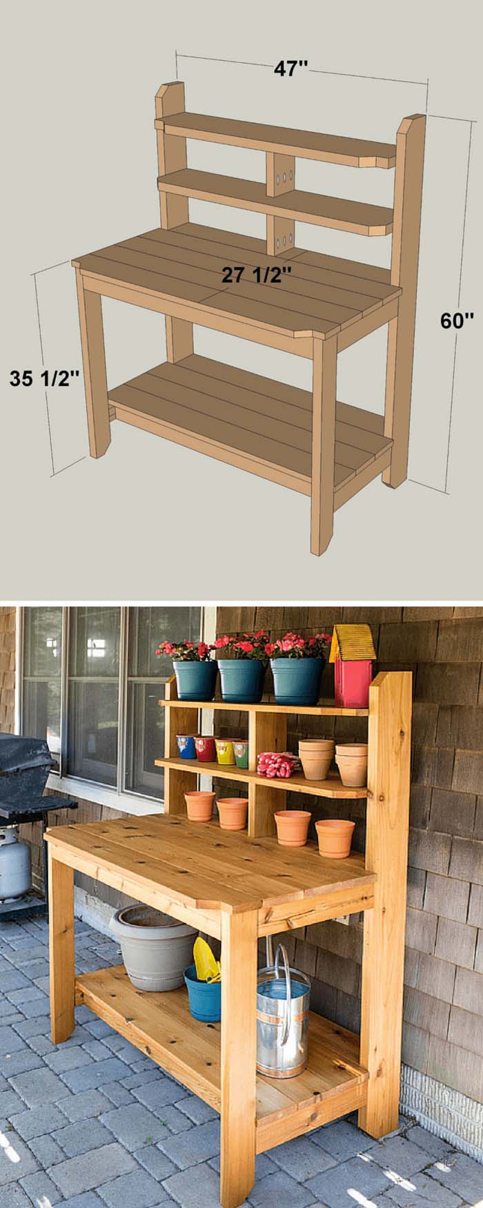 Cottage Garden Planter’s Stand #diy #project #backyard #garden #decorhomeideas