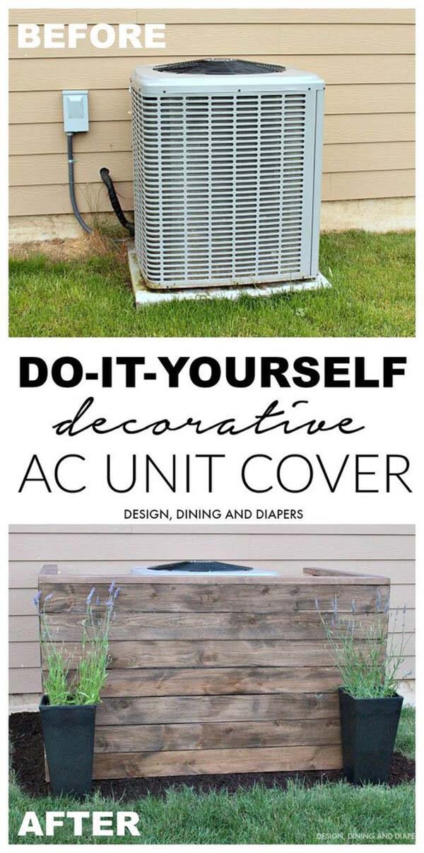 Decorative Air Conditioning Unit Cover #diy #backyard #garden #projects #decorhomeideas