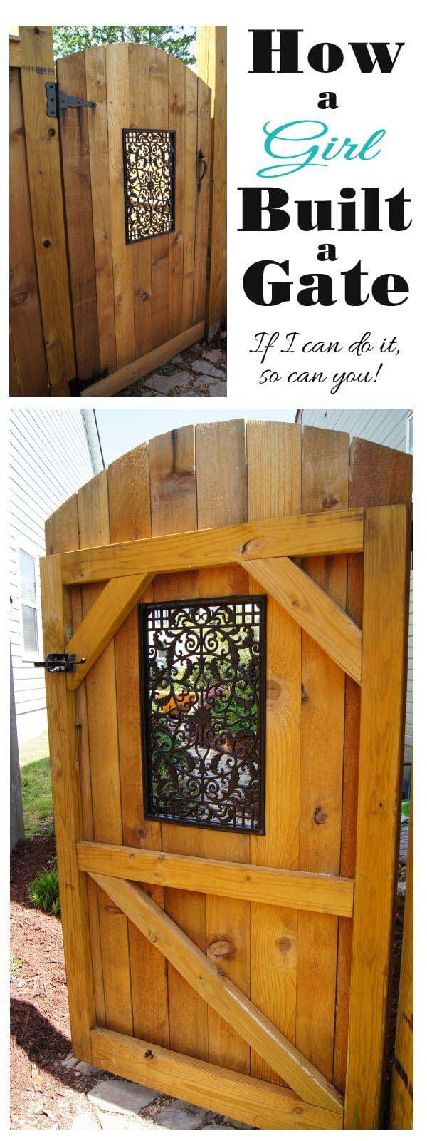 DIY Backyard Decorative Wooden Gate #diy #backyard #garden #projects #decorhomeideas