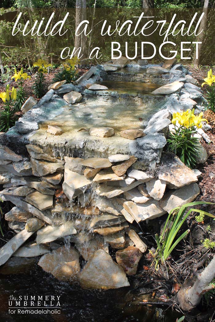 DIY Backyard Waterfall on a Budget #pond #diy #garden #waterfeature #decorhomeideas