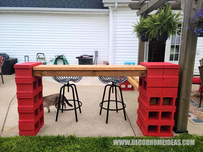 Easy DIY Cinder Block Bar With Bench ( With Instructions ) | Decor Home