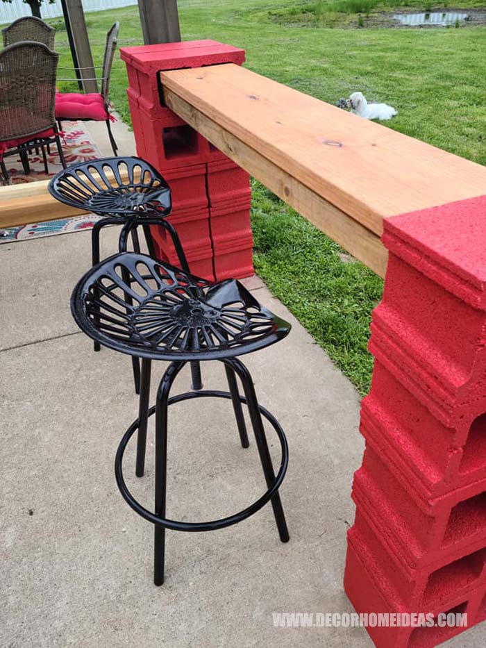 Easy DIY Cinder Block Bar With Bench ( With Instructions ) | Decor Home