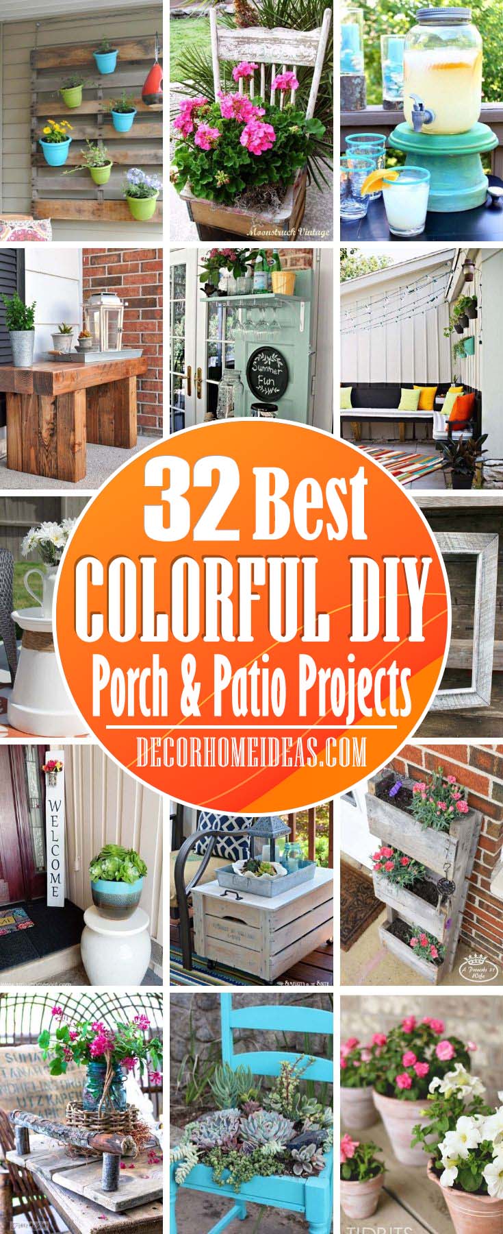 DIY Colorful Porch And Patio Projects. Add some color to your porch or patio with these colorful DIY projects that are cheap and easy to do. You'll be amazed how beautiful they are! #diy #porch #patio #colorful #decorhomeideas