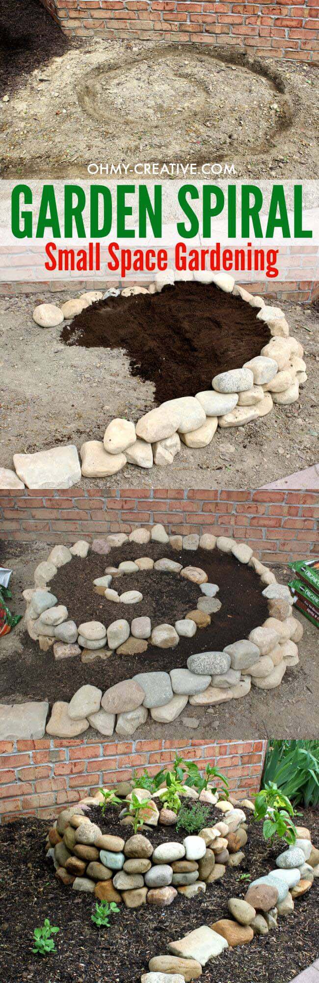 DIY Garden Spiral for Small Spaces #diy #garden #rocks #stones #decorhomeideas