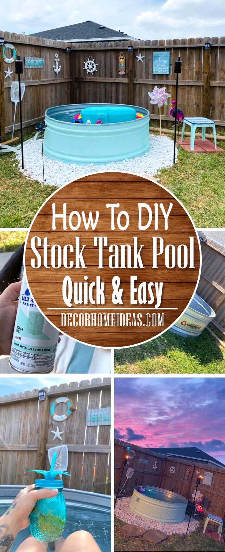 How To DIY Stock Tank Pool. Are you dreaming of soaking in a pool all day long during the hot summer days? We have the perfect summer project for you - DIY Stock Tank Pool in pristine turquoise color. #diy #pool #tank #decorhomeideas