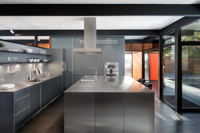 Stainless Steel Kitchen With Dull Finish #kitchen #cabinets #metal #steel #decorhomeideas