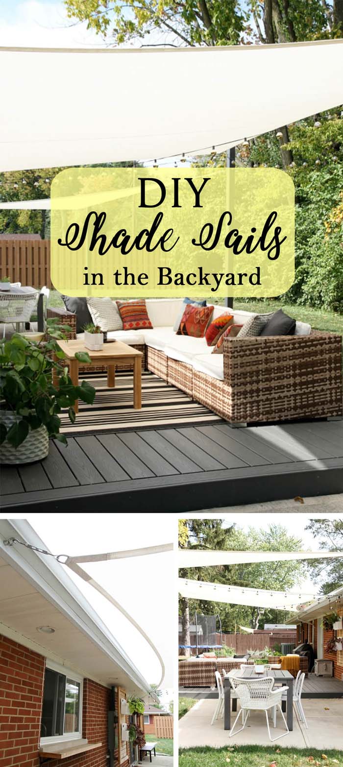 Easy DIY Canvas Shade Sails #diy #sunshade #patio #backyard #pergola #decorhomeideas