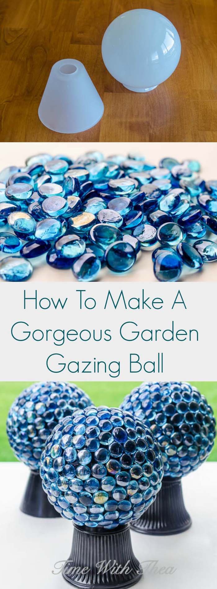 Easy DIY Garden Gazing Ball #diy #garden #mosaic #backyard #decorhomeideas