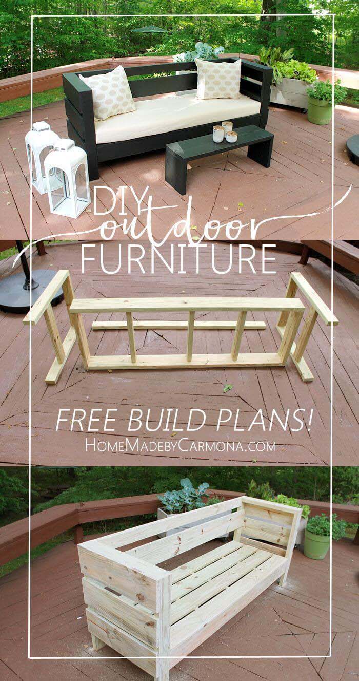 Easy to Make Outdoor Furniture #diy #backyard #garden #projects #decorhomeideas