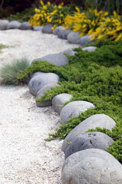 Exceptional Round Stones Landscaping Edging Ideas