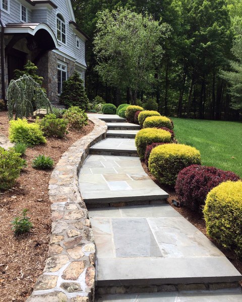 Front Yard Sidewalk Home Exterior Designs Stone Edging