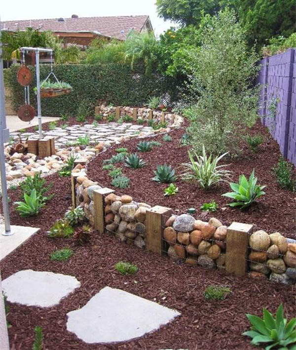 Gabion Garden Bed Edging With Stones