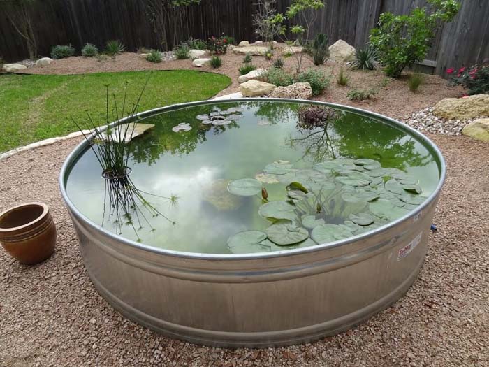 Galvanized Water Trough Pond #pond #diy #garden #waterfeature #decorhomeideas