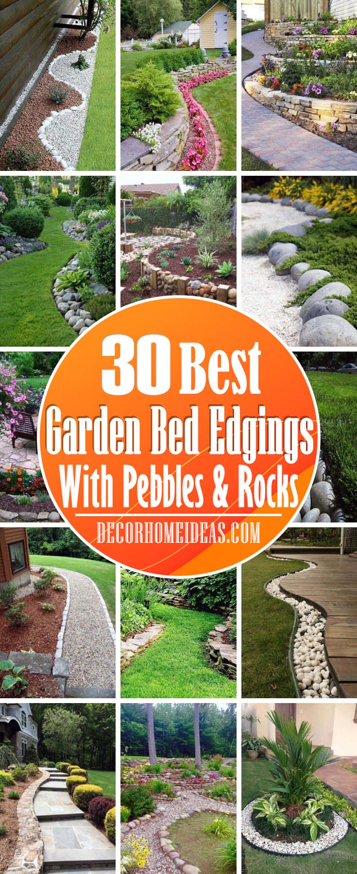 Garden Bed Edgings With Rocks And Pebbles. Creative ways to build a garden bed edging with stones, rocks and pebbles. Great for small garden, front yard or backyard. #garden #bed #edging #rocks #stones #pebbles #decorhomeideas