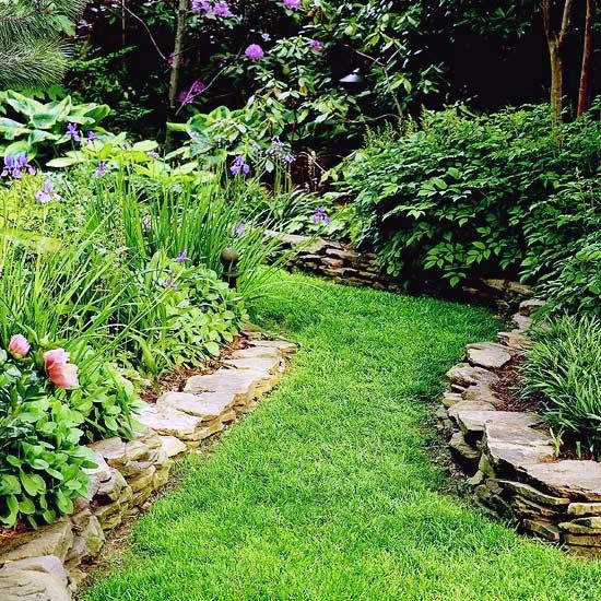 Grass Walkway Rocks Edging