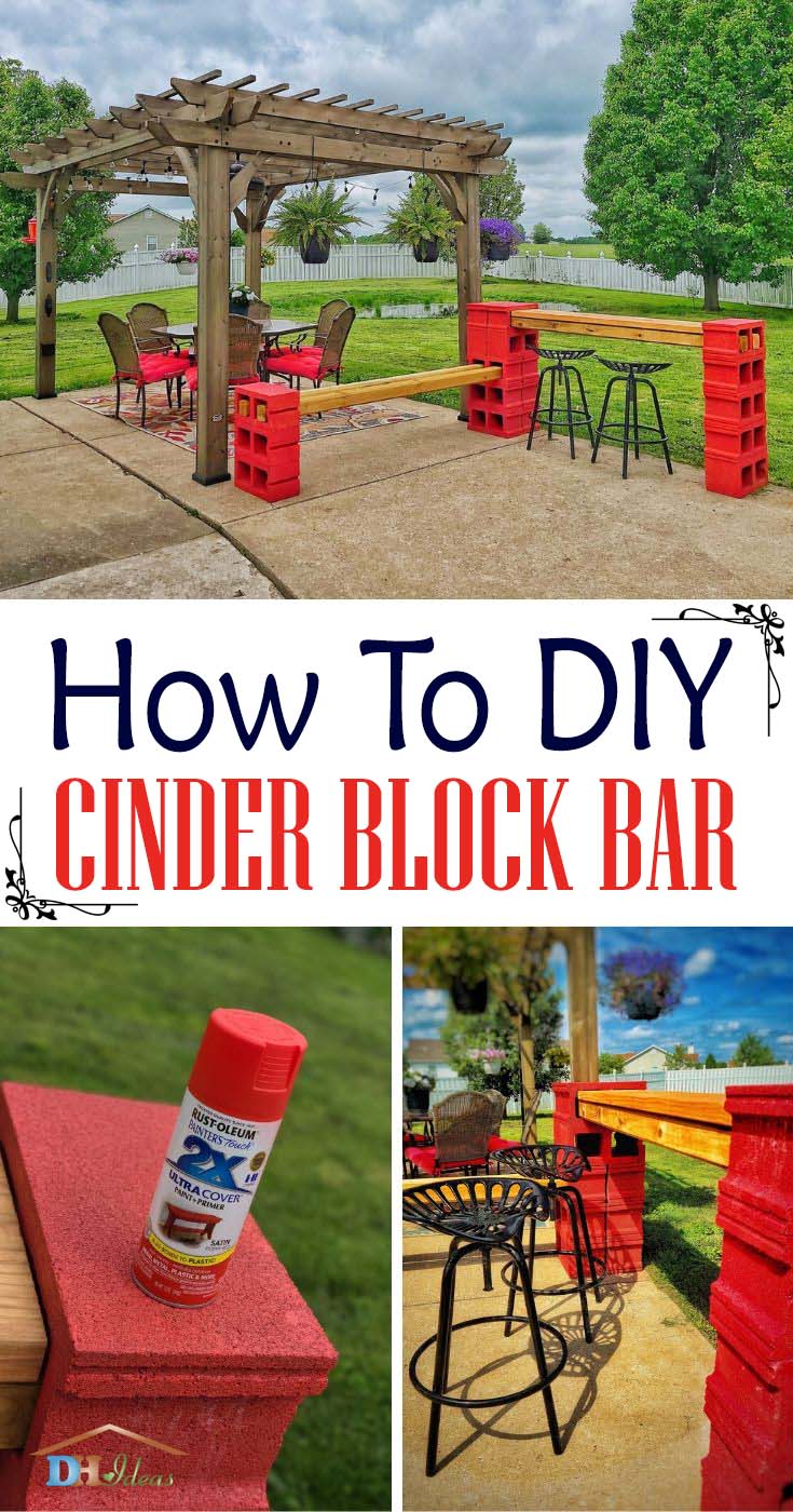 How To DIY Cinder Block Bar With Bench #diy #project #backyard #garden #decorhomeideas