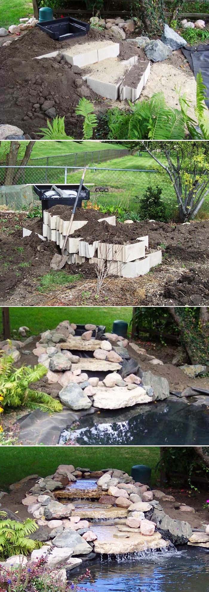 Large Backyard Flagstone Waterfall Feature #pond #diy #garden #waterfeature #decorhomeideas