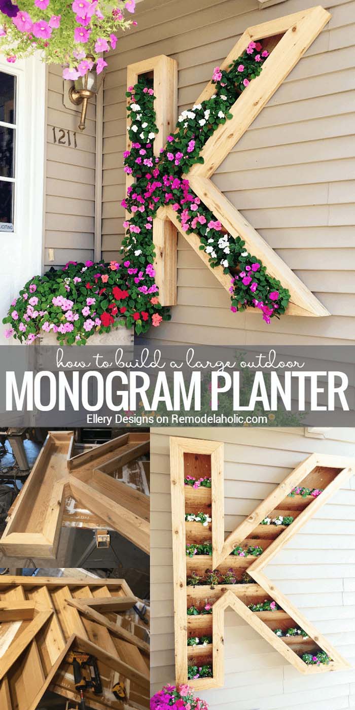 Monogram Wall Planter Picture Tutorial #diy #porch #patio #projects #colorful #decorhomeideas