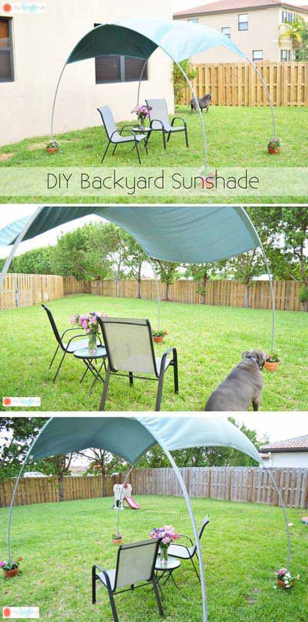 Moveable Backyard Sun Shade Hoops #diy #sunshade #patio #backyard #pergola #decorhomeideas