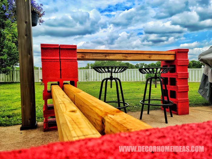 Pergola With Diy Cinder Blocks Bar 1