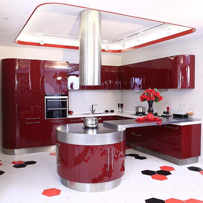 Res Curve Shape Steel Kitchen #kitchen #cabinets #metal #steel #decorhomeideas