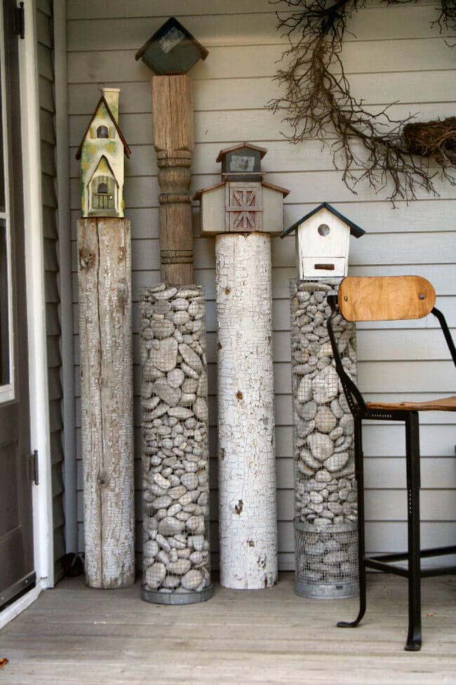 Rock Sculpture and Birdhouse Stand #diy #garden #rocks #stones #decorhomeideas