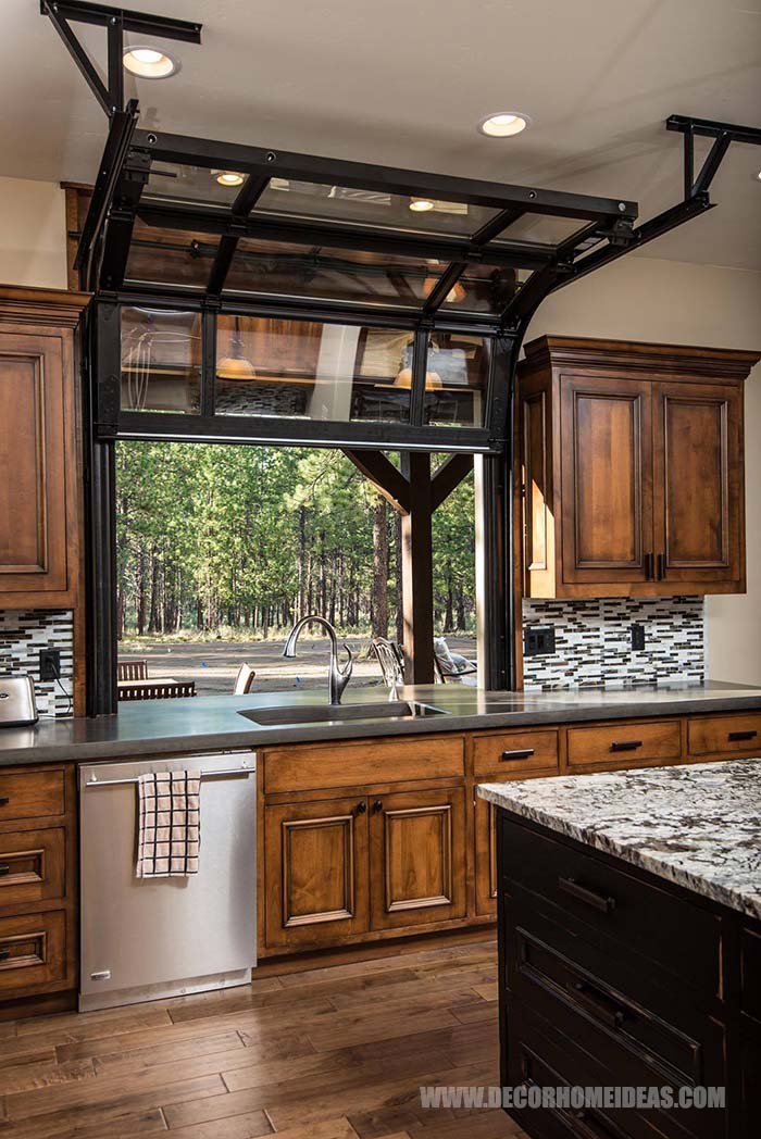 Roll Up Kitchen Window. Great idea to save space and have  beautiful view from your kitchen while enjoying some cool and fresh air. #rollup #window #kitchen #decorhomeideas