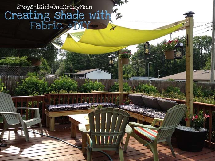 Simple Fabric Sun Shade #diy #sunshade #patio #backyard #pergola #decorhomeideas
