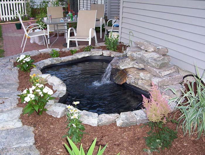 Simple Pre-Formed Pond with Waterfall #pond #diy #garden #waterfeature #decorhomeideas