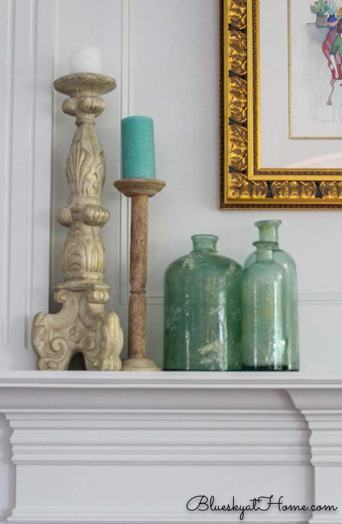 Summer Sea Glass Inspired Mantle #diy #rustic #summer #decorations #decorhomeideas