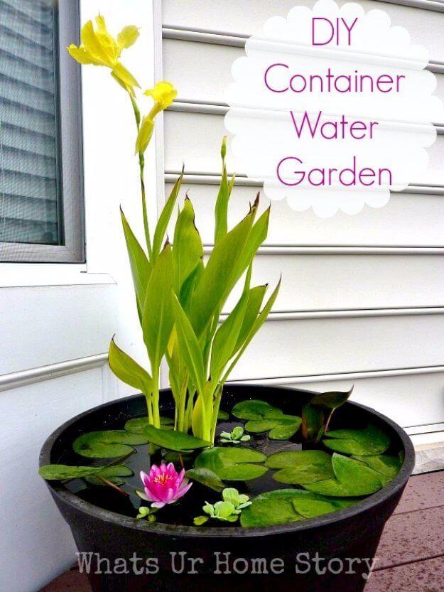 Tiny DIY Container Water Garden #pond #diy #garden #waterfeature #decorhomeideas