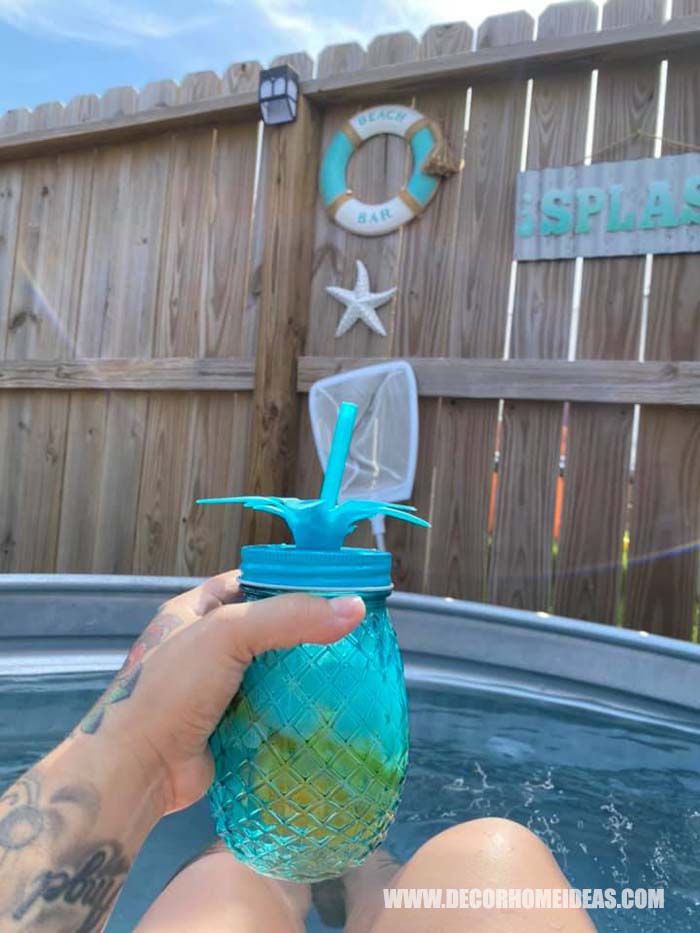 Turquoise Stock Tank Pool  How To DIY Stock Tank Pool. Are you dreaming of soaking in a pool all day long during the hot summer days? We have the perfect summer project for you - DIY Stock Tank Pool in pristine turquoise color. #diy #pool #tank #decorhomeideas