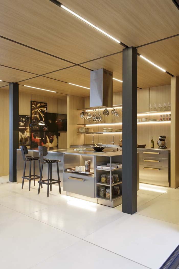 Spacious Steel Minimalistic Kitchen #kitchen #cabinets #metal #steel #decorhomeideas