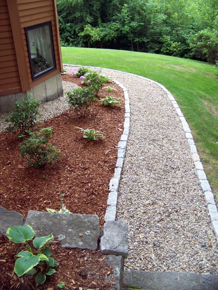 Walkway Landscape Gravel Stone Edging Design Ideas