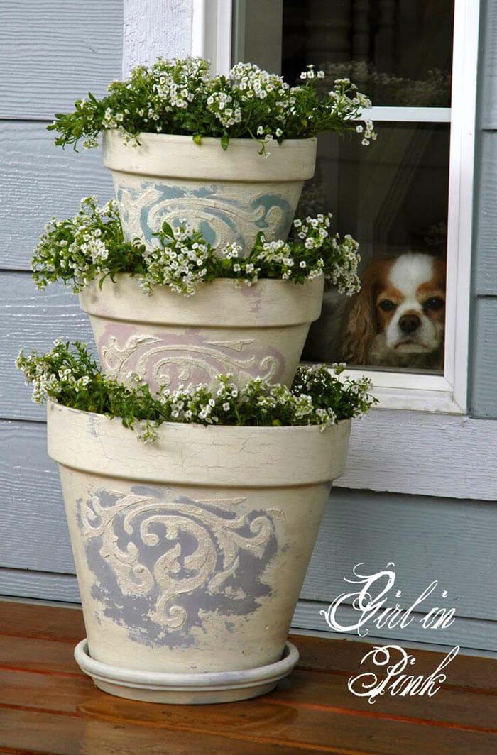 3-Tiered Tower of Flowers Decoration #diy #flowerpot #garden #flower #decorhomeideas